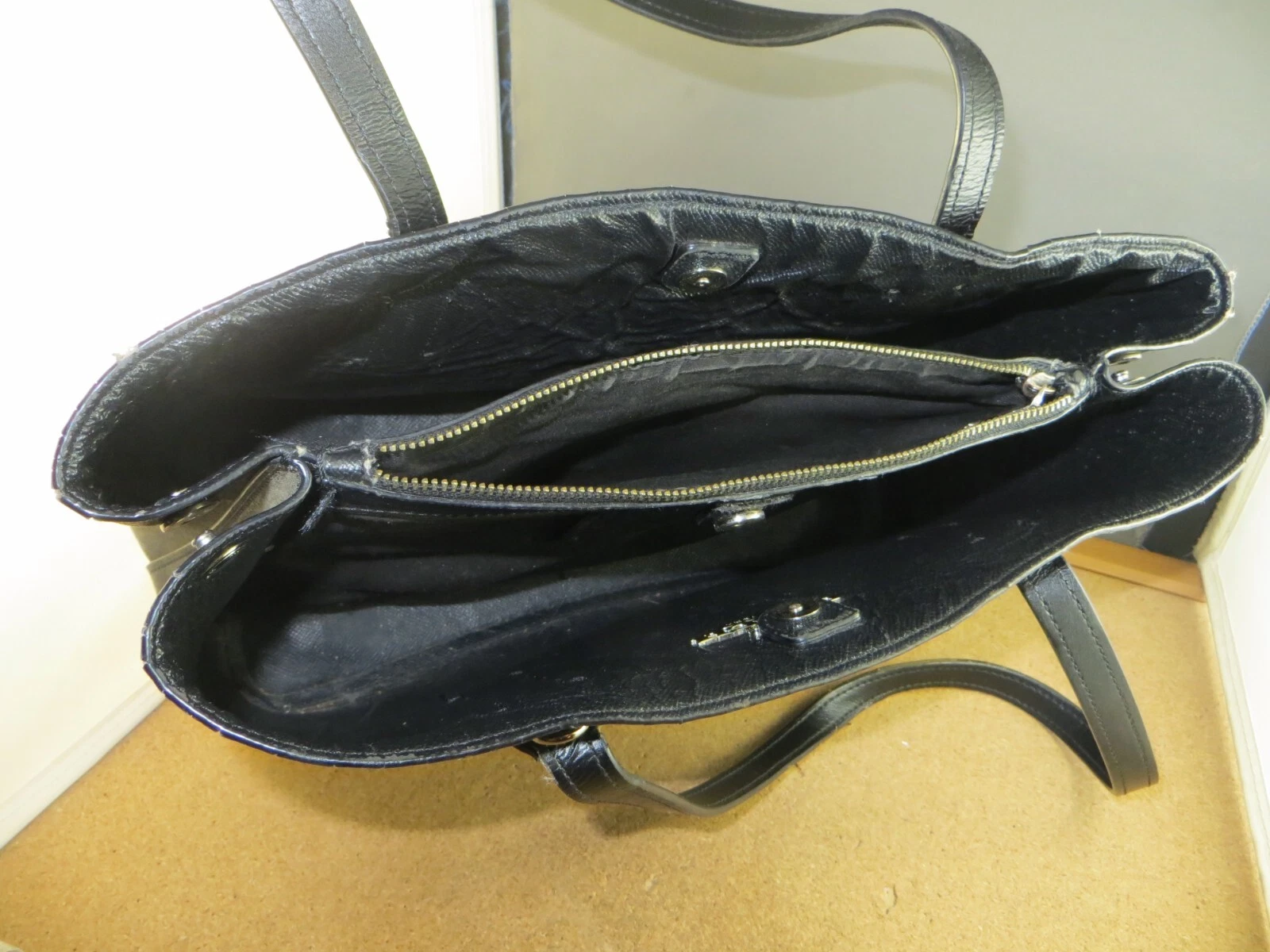 Borsa a mano Coach vintage logo classico pelle nera borsetta borsetta borsetta