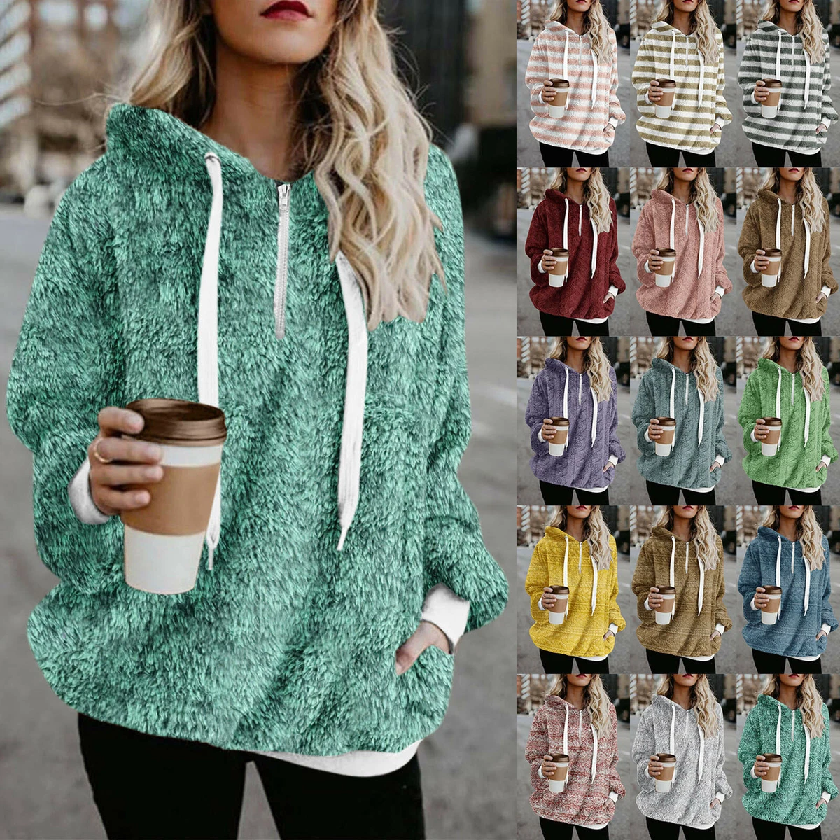 Fluffy hoodie online plus size
