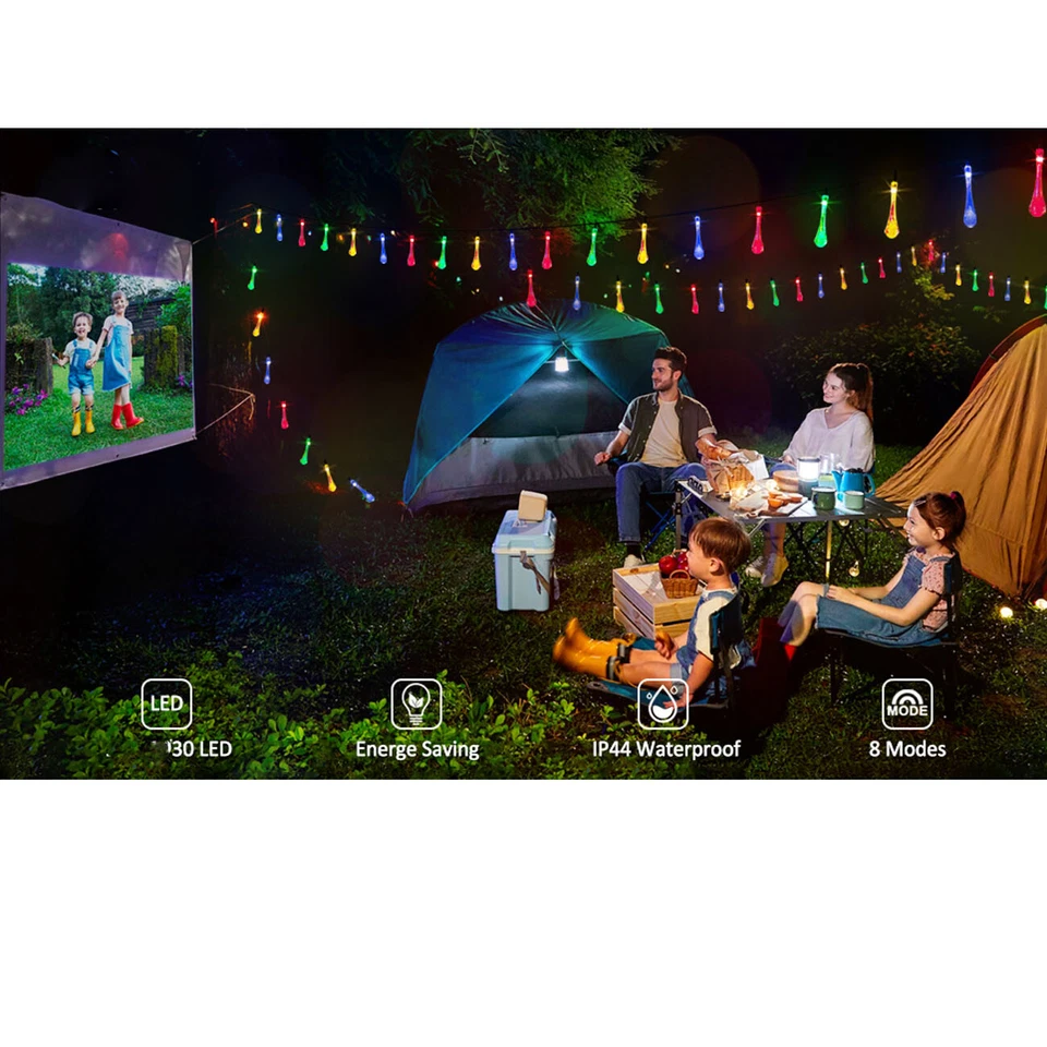 LED Solar String Lights Fairy Light Outdoor Garden Yard Decor Lamp Waterproof - Image 2 of 4