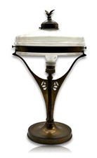 Jugendstil - Wiener Tischlampe um 1900 - Messing - opakes Glas - Original