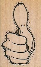 Thumb Up 1 1/2 x 2 1/4" Rubber Stamp, Person Stamp, Hand Stamp