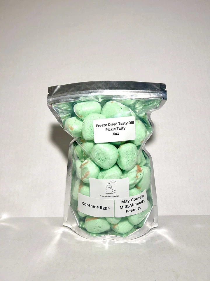 FREEZE DRIED FANATICS Freeze Dried Candy Dill Pickle Saltwater Taffy 4 Oz Made Fresh