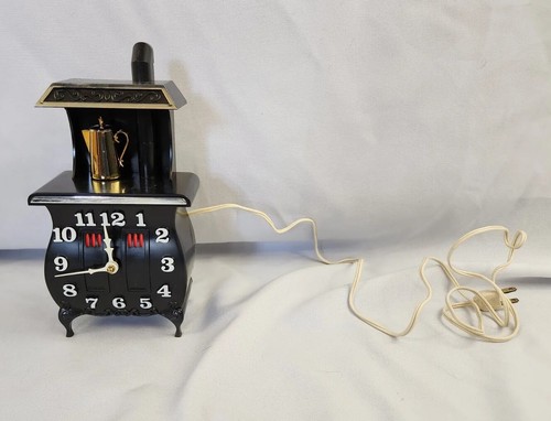 Spartus Pot Belly Küchenherd WANDUHR schwarz Vintage Mid Century NEU IN BOX  - Bild 1 von 16