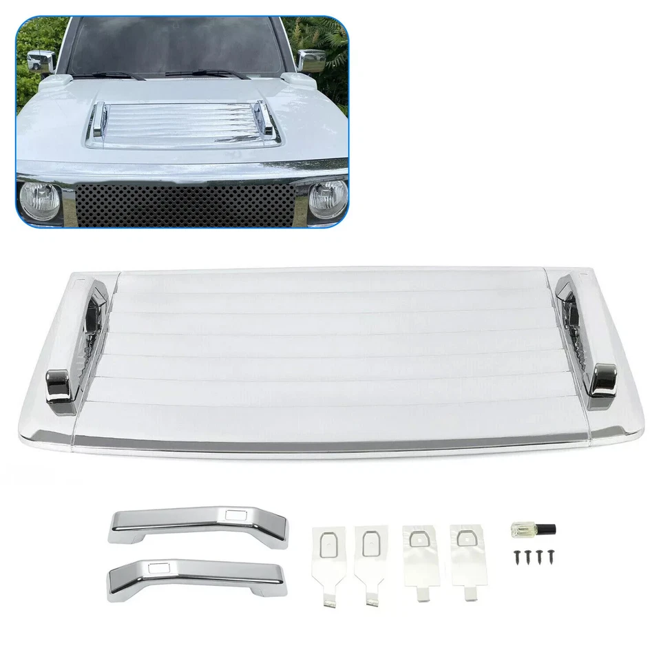 New Hood Deck Vent Panel Handle Cover Trim Chrome For 2006-2010 Hummer H3 - Image 2 of 4