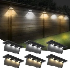 6Pack Solar Powered Decking Lights Solar Step Lights Outdoor for Deck Fence