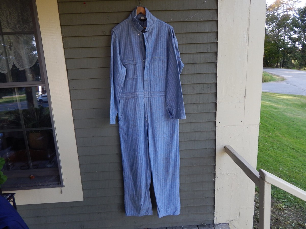 vintage 70's MENS SEARS Roebuck COVERALLS 42 BLUE Jumpsuit