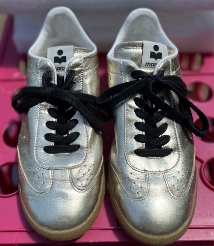 Isabel Marant: Kaycee Gold & Black Leather Low-Top Sneakers (Women’s Sz. 6.5)