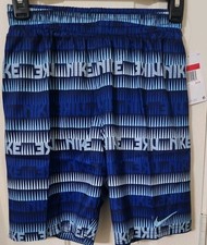 NIKE Boys Youth Large Fits 10-12 Swimsuit Blue Ticker Tape NEW