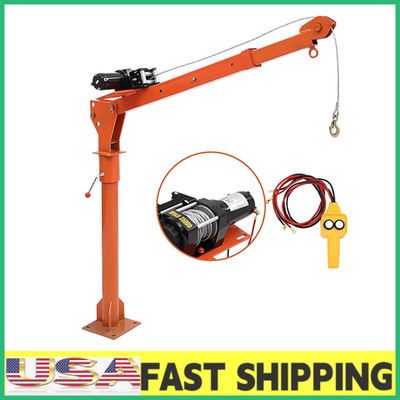 #ad 1100 lbs Pickup Truck Hoist Crane w Electric Winch Folding Truck Mounted Crane $212.79