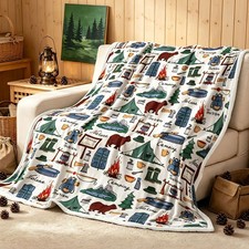 Large Fleece Travel Throw Blanket for Couch, Sofa, Camping Throw Blanket, Out...