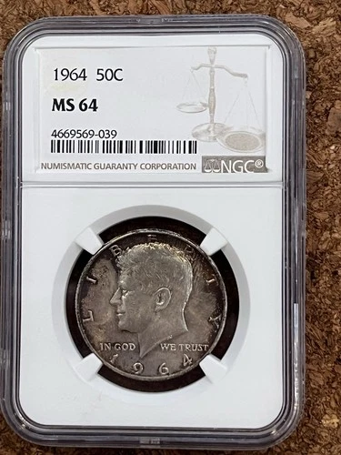 Beautiful Toned NGC MS64 1964 Kennedy Half Dollar