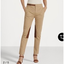 Ralph Lauren Sz 6 Jodhpur Equestrian Pants Brown Leather Knee Patch Belted