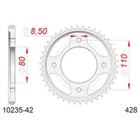 Zahnrad Afam Stahl P428 - Z42 (DIS.00006) Honda 125 CBF 09/ 16