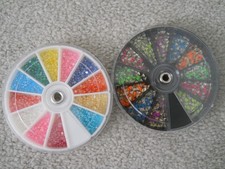 2 Wheels of Nail Art Rhinestones, Flat back Round, Triangle