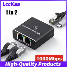 1 To 2 Gigabit RJ45 Ethernet Splitter 1000Mbps LAN Network Adapter Hub