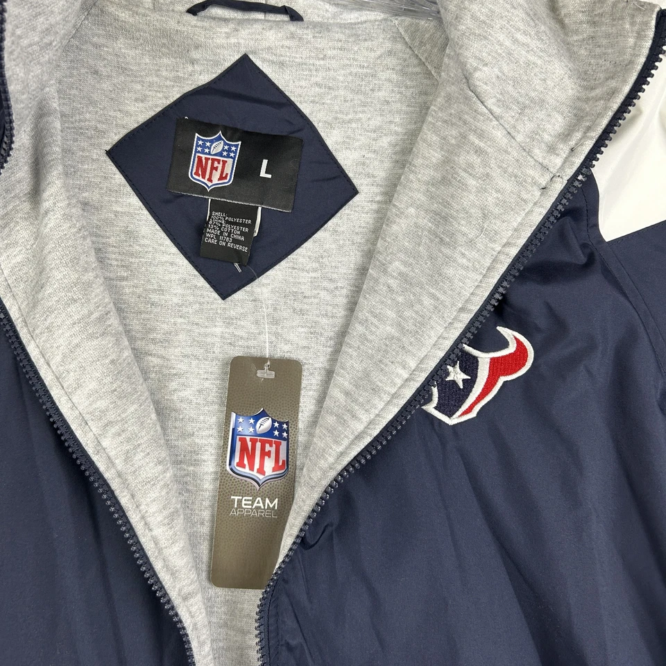 Houston Texans Jacket Mens Large NFL Team Apparel Hooded Full Zip Windbreaker - Image 2 of 4