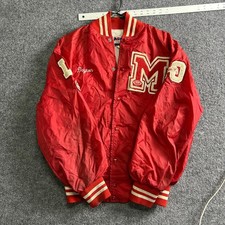 Meca Varsity Jacket Mens Size XXL Red Nylon Snap Front Vintage Made in USA Patch