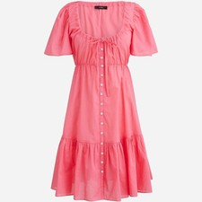 NWOT J Crew | Cotton Voile Tiered Button-down Beach Dress Pink, Womens Medium