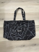 Supreme Gonz Map Denim Tote Bag SS19 Black Backpack Patchwork Canvas