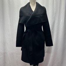 Diane Von Furstenberg Black Wool Wrap Coat Wi...