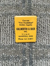 Vintage Metal Advertising Clip Kallmerten & Baer Builders Supplies Mansfield OH