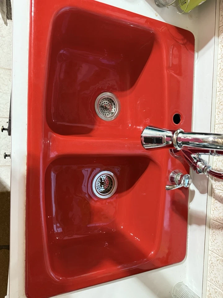 复古科勒红色铸铁珐琅水槽 — 第 4/4 张图片