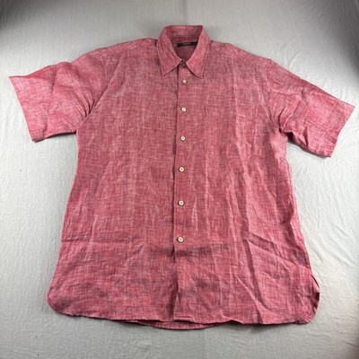 Tom James Linen Shirt Mens M Red Heather