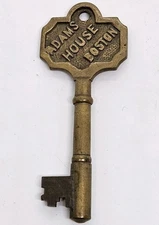 Antique ADAMS HOUSE BOSTON (1883-1927) Brass Victorian Hotel Skeleton Room Key