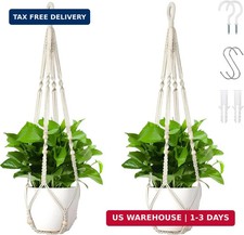 Macrame Plant Hanger Set of 2, 35 Inch Indoor Hanging Planter with 4 Hooks, Macr