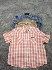 Lot Of 3 Jesse James Work Wear Shirt 2XL Pearl Snap Plaid West Coast Choppers