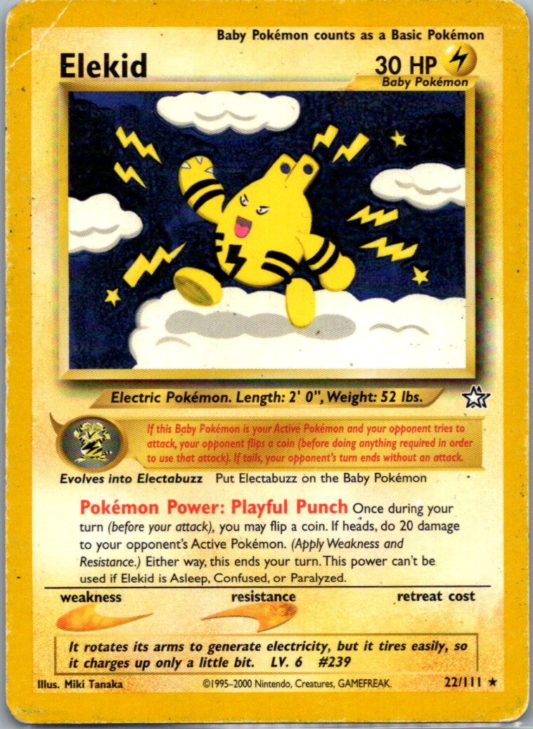 Elekid 22/111 Rare Neo Genesis Pokemon Unlimited Damaged