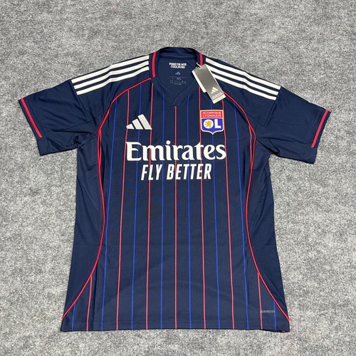 Olympique Lyonnais Jersey Mens Large Navy Blue Adidas Away Kit Futbol 24-25 NEW