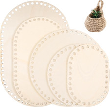 5Pcs Wooden Basket Bases in 5 Sizes for Crochet and Weaving Projects