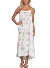 Elan Womens Eyelet Tiered Midi Cover Up Dress Medium White - NWT