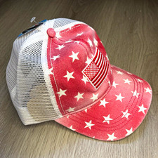 Unisex Red White USA Flag Stars Trucker Hat M...