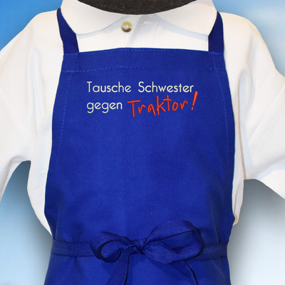 Original Südtiroler Kinder-Bauernschurz ''Tausche Schwester gegen Traktor''