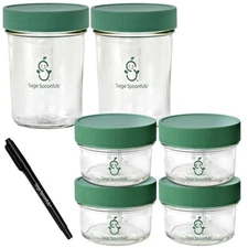 Sage Spoonfuls 6 pack Jar Set: 4oz (x4) & 8oz (x2) Jars Baby Food Storage NEW