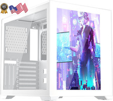 1STPLAYER SP7-EV White Gaming PC Case ATX Mid Tower with Front Display Panel..