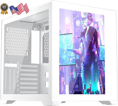 1STPLAYER SP7-EV White Gaming PC Case ATX Mid Tower with Front Display Panel..