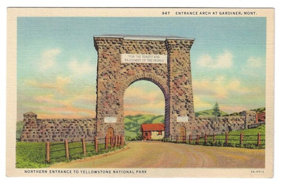 #ad #ad Yellowstone National Park Northern Entrance Arch Gardiner Montana Postcard $2.99