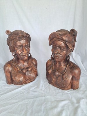 CARVED DAYAK FIGURINE PAIR BORNEO SOUTH PACIFIC from KEY WEST ESTATE FLORIDA