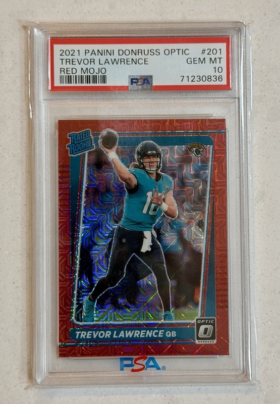 2021 Panini Donruss Optic Trevor Lawrence Red Mojo RC PSA 10 GEM MINT! Jaguars!