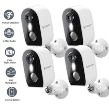 4pcs Galayou 2K Security Camera Outdoor with Color Night Vision Battery Wireless