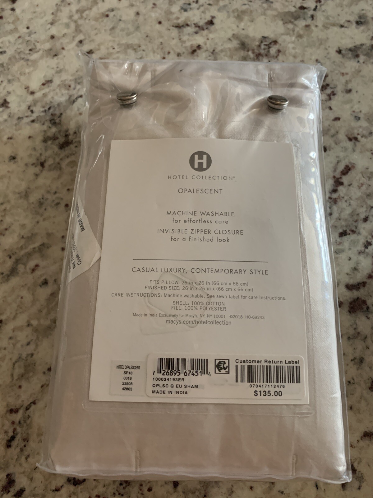 Hotel Collection Opalescent Quilted EURO Pillow Sham Oyster One Only