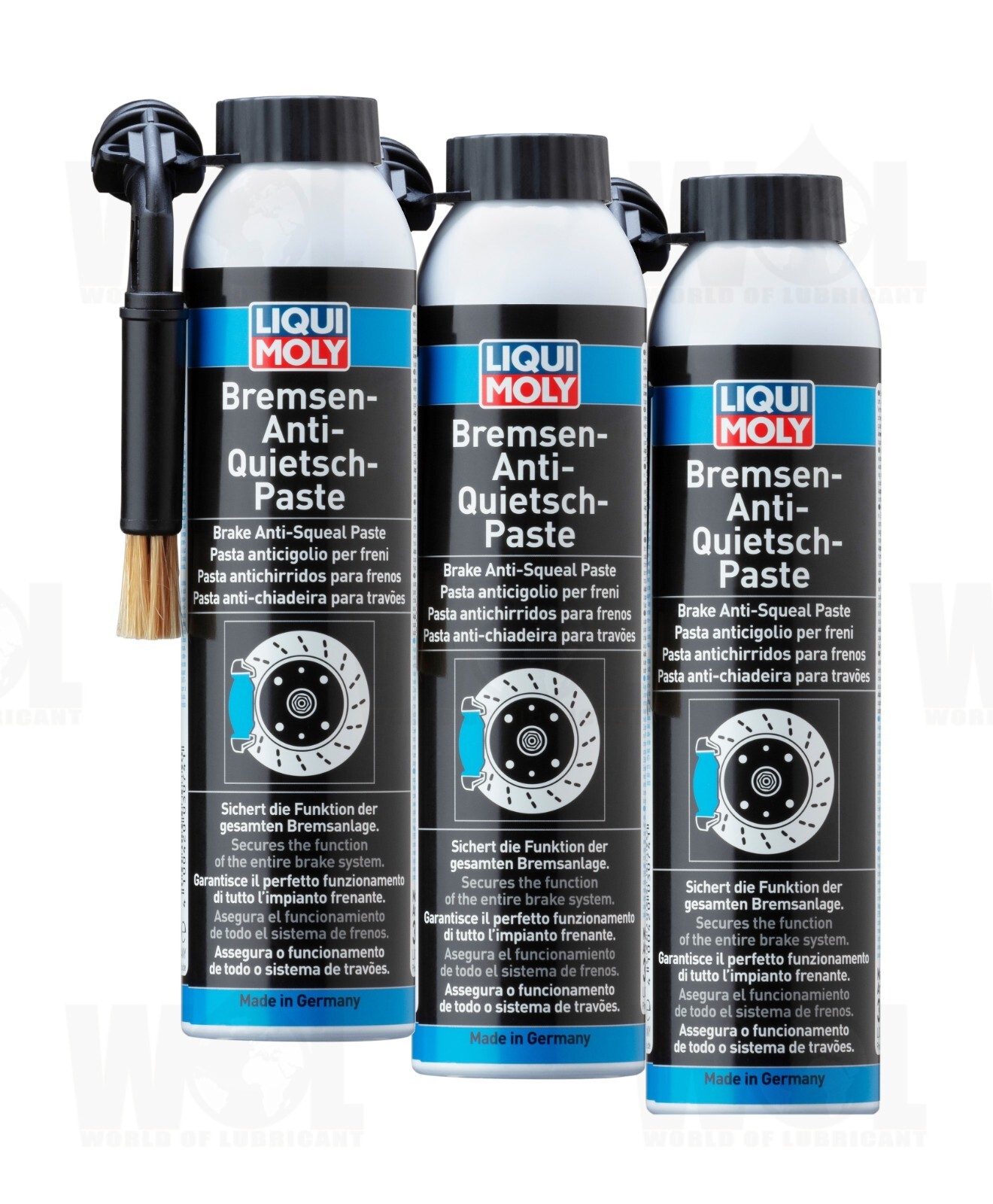 Liqui Moly Brake Anti Squeal Paste + Brush Anti-Seize Grease 200ml 3074 3x