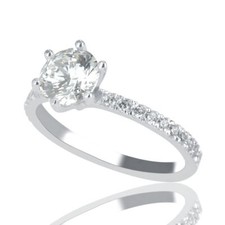 1 CT Diamond Engagement Ring Round Cut D/VS1 14K White Gold