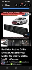 Radiator Active Grille Shutter Assembly w/ Motor for Chevy Malibu 16-21 LaCrosse