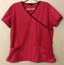 Womens Large Medical Scrub Top Solid Pink Just Love