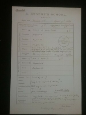 1884 JUNGER WINSTON CHURCHILLS SCHULBERICHT ''SCHLECHTES BENEHMEN VOM JUNGEN WINSTON''