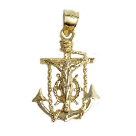 New 14k Gold Mariners Cross Crucifix Anchor Pendant eBay